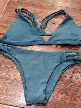 Women’s Braided Strap Bikini Set - Teal Green